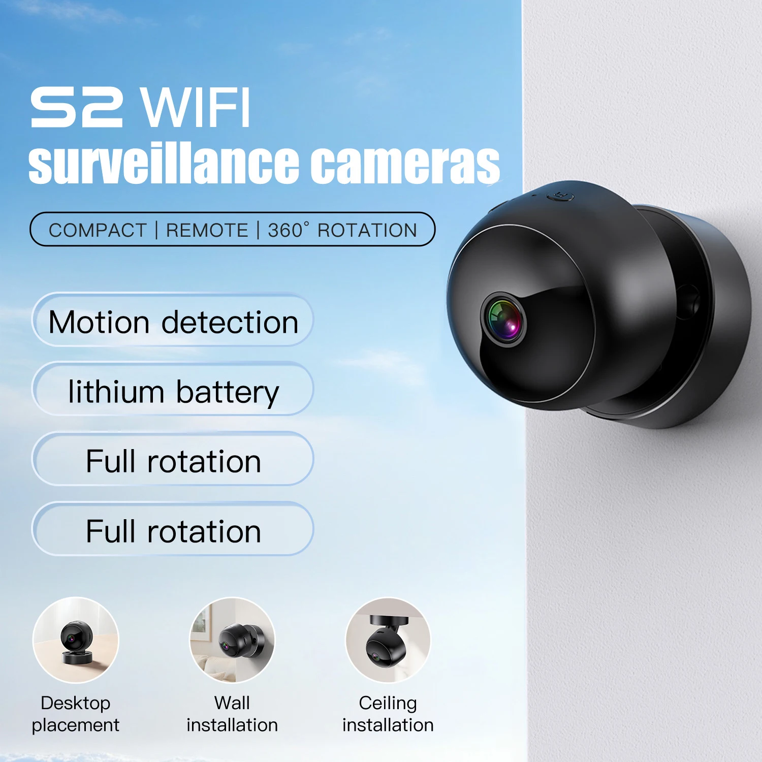 WiFi Camera Wireless Night Vision Camera HD Mini Camera Security Motion Detection Home Anti Theft USB Camera Wall Use
