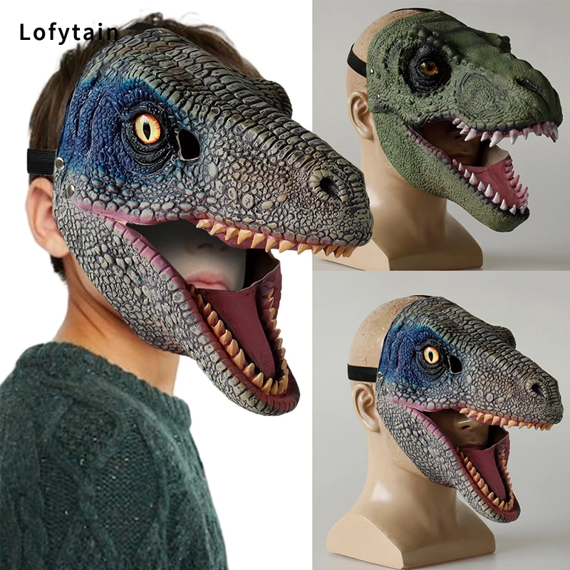 Child Horror Dinosaur Headgear Maks Cosplay Kids Scary Dragon Moveable Open Mouth Latex Mask Halloween Party Costume Props