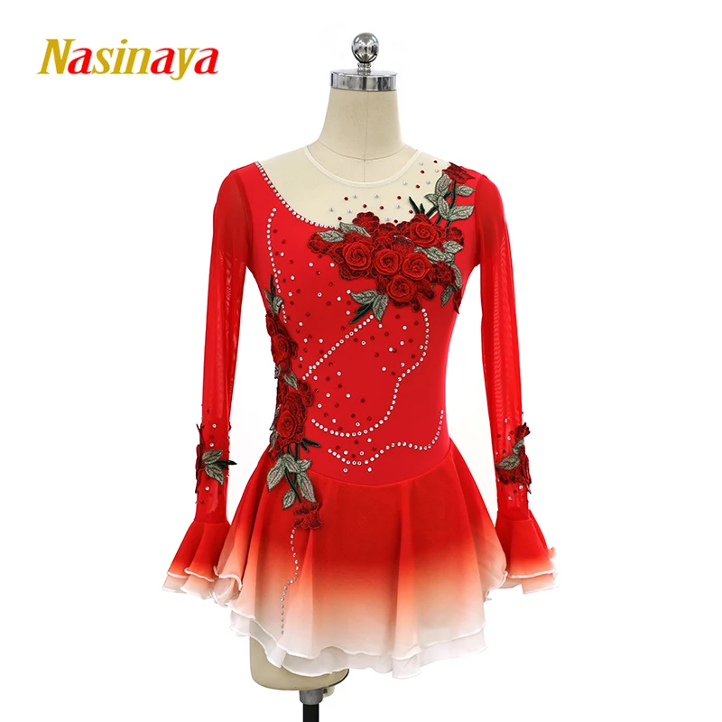 Figure Skating Dress Girl Long Sleeve Rhino Dress Dance Costume Sexy Skating Dress