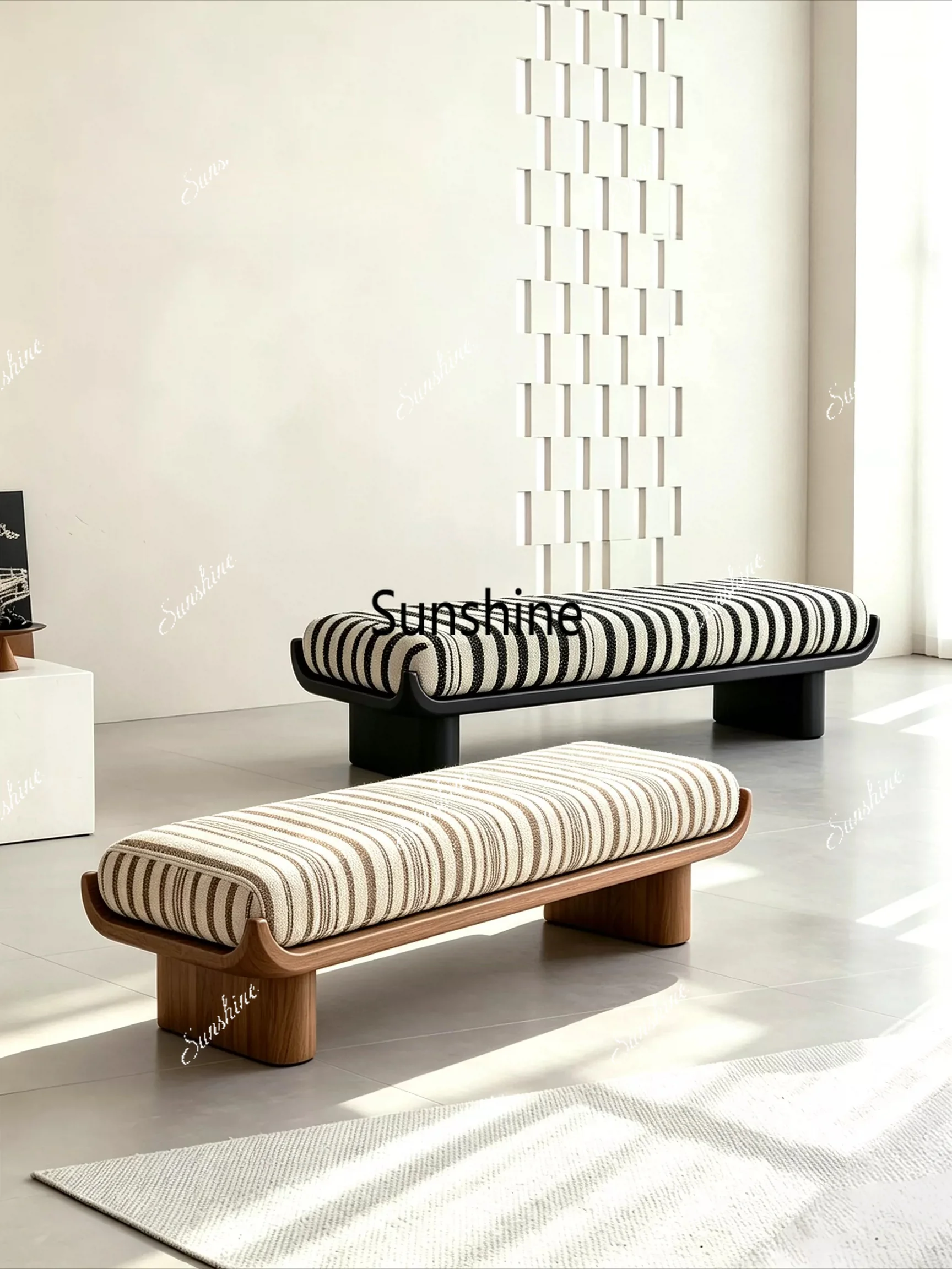 Modern simple striped bench living room entry shoe changing stool