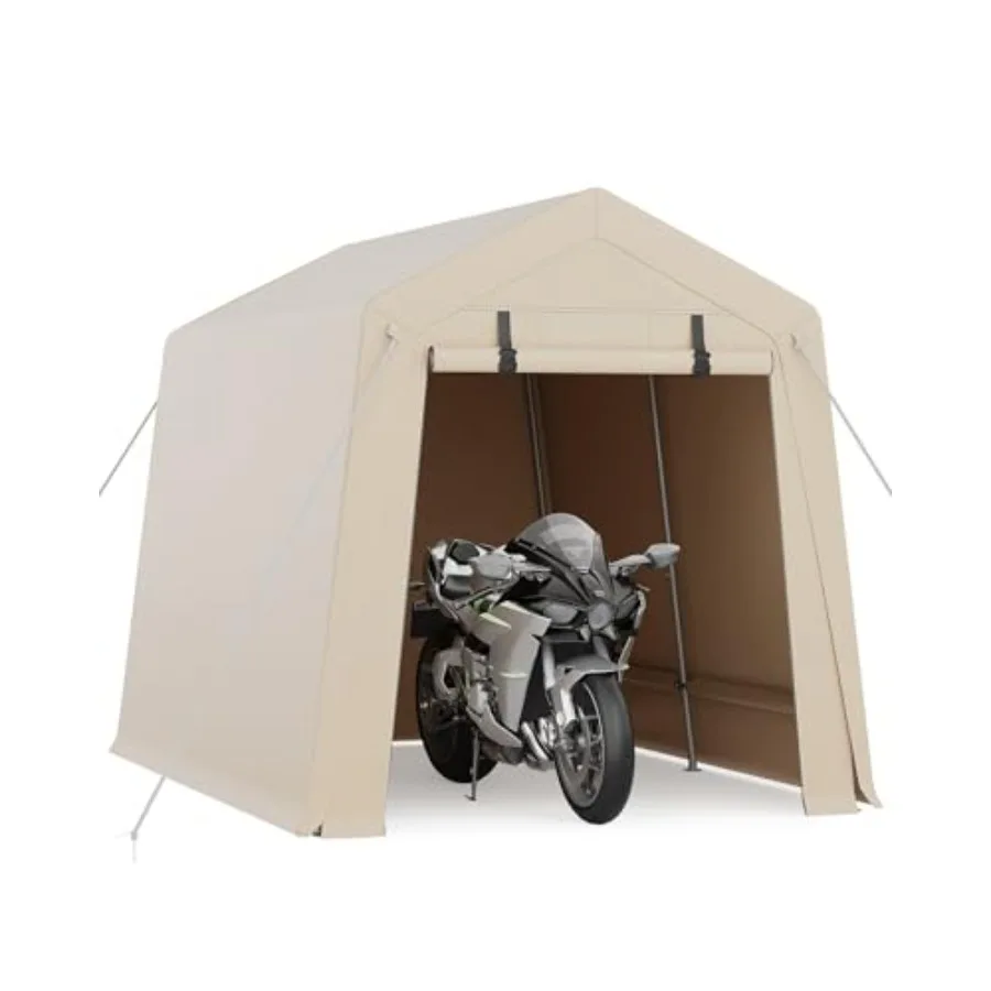 7x10 Feet Carport Heavy Duty Tent with Roll-Up Windows, Portable Garage with Removable Sidewalls and Doors, Car Canopy All-Seas