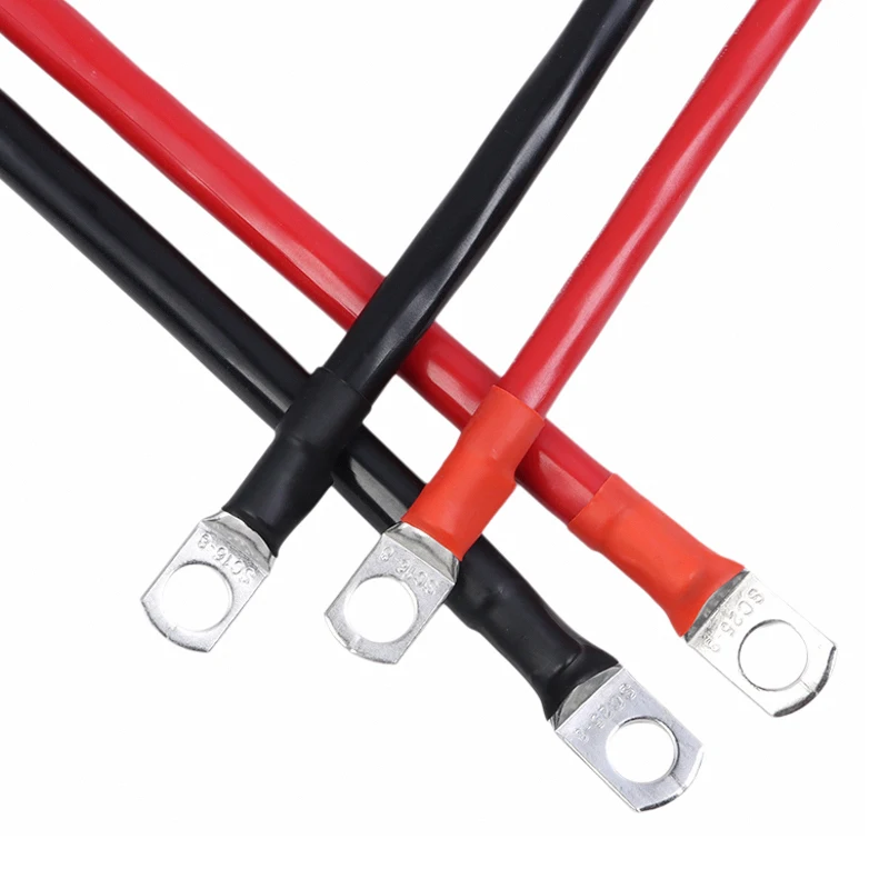 مجموعة كابل توصيل عاكس البطارية 8/6/4/2 AWG مع محطات M8 SC 10/16/25/35mm2 UPS سلك أحمر نحاسي كور مطلي بالقصدير