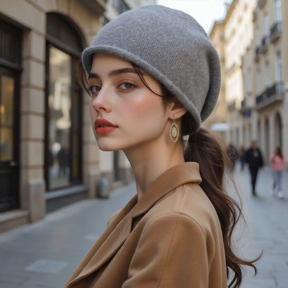 Casual Knitted Beanie Hat For Buxiyun Warm Soft Winter Cap Women Fashionable Minimalist Bonnet Outdoor Cycling Accessory