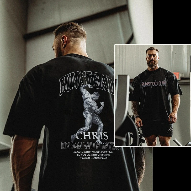 GYM New Short-sleeved American-style Loose T-shirt for Fitness - Three-quarter Open Back with Five-quarter Sleeves