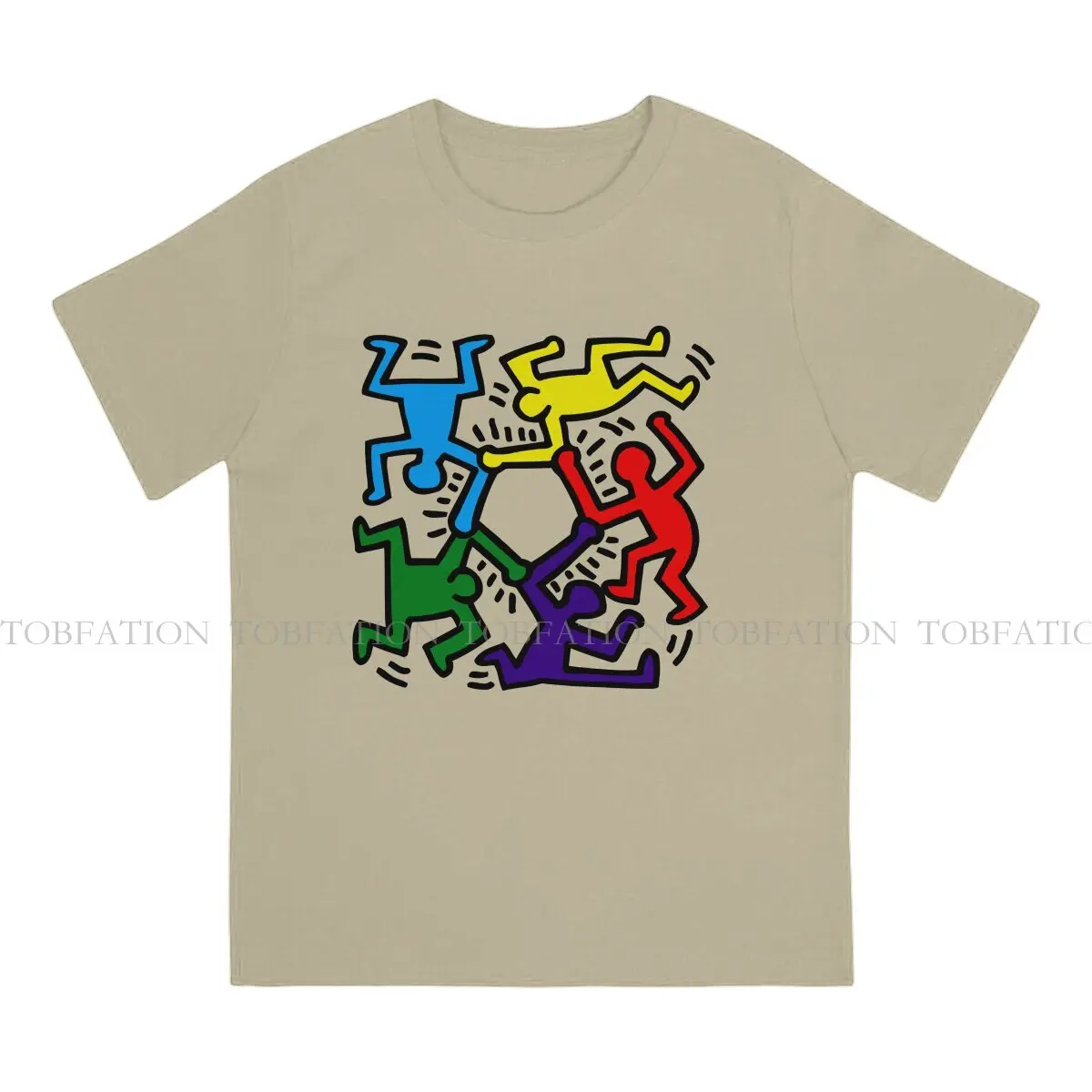 Haring Geometric Graffiti Classic Colorful Cotton T Shirt Harajuku Alternative Men's Tshirt O-Neck  Men Clothing