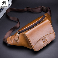 BULLCAPTAIN Crazy Horse Leather Male Waist Pack Phone Pouch Bags Waist Bag Men's Small Chest Shoulder Belt Bag Back Pack YB075