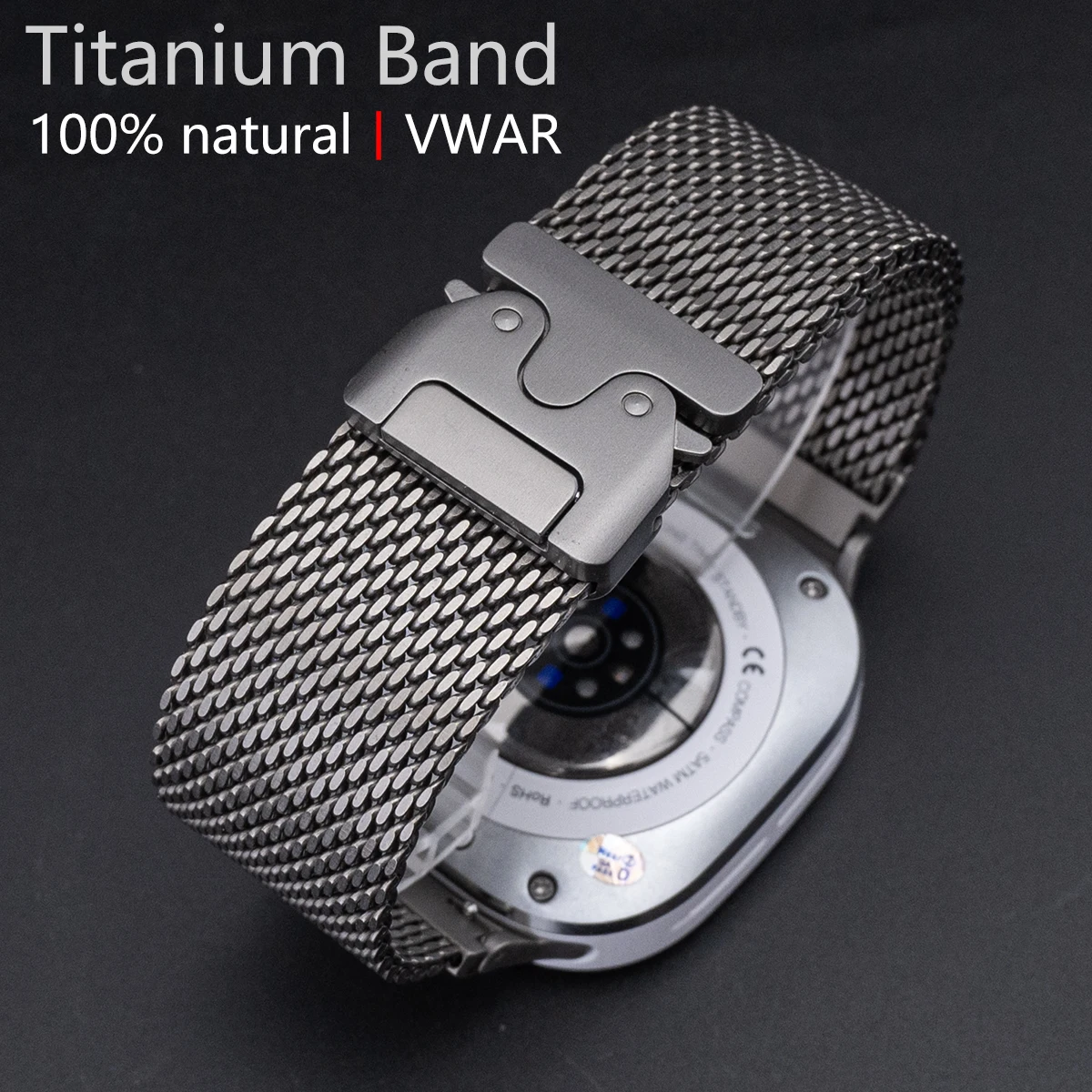

VWAR Natural Titanium Milanese Loop Band for Samsung Galaxy Watch Ultra 47mm Men Ultra 7 Strap Secure Parachute Buckle Bacelet