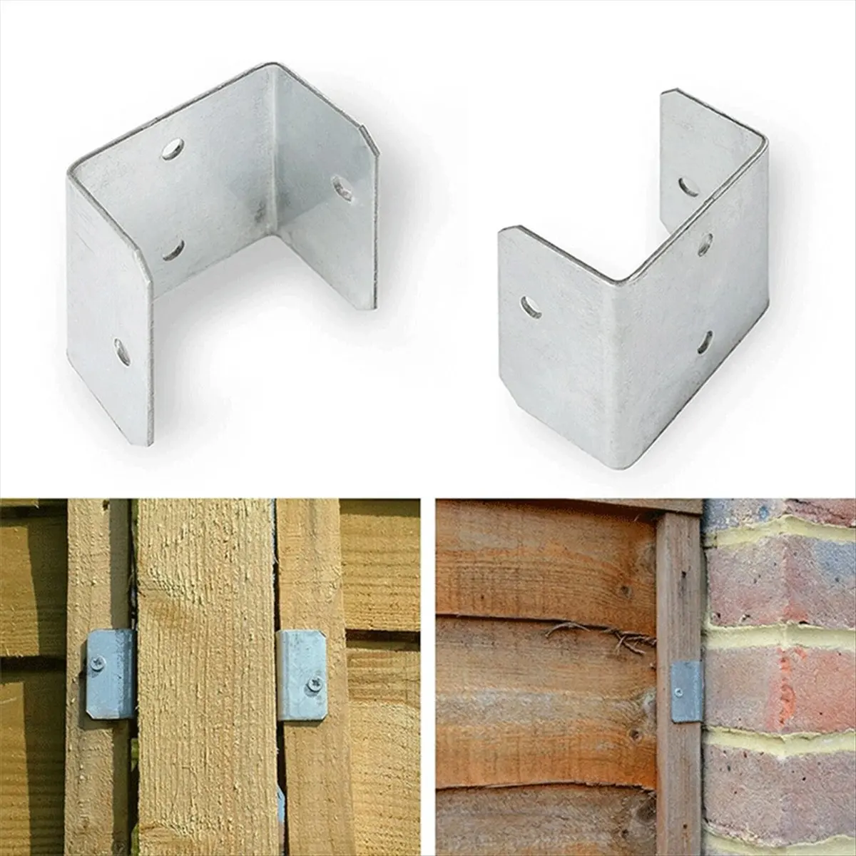 A56K Fence Panel Clips Trellis U Clip Bracket for Timber Posts, Secure Fence or RefixPanel Galvanised Fencing Clips 44mm