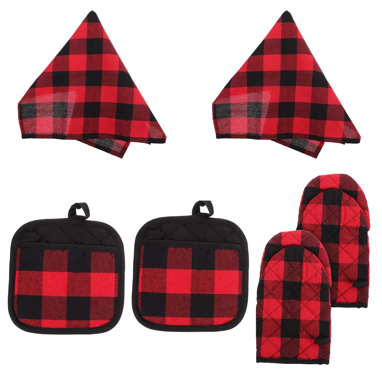 

Kitchen Tableware Towel Set Heat Resistant Mitts Polyester Cotton Oven Gloves Microwave Dishwashing Kitchen Supplies Non Slip