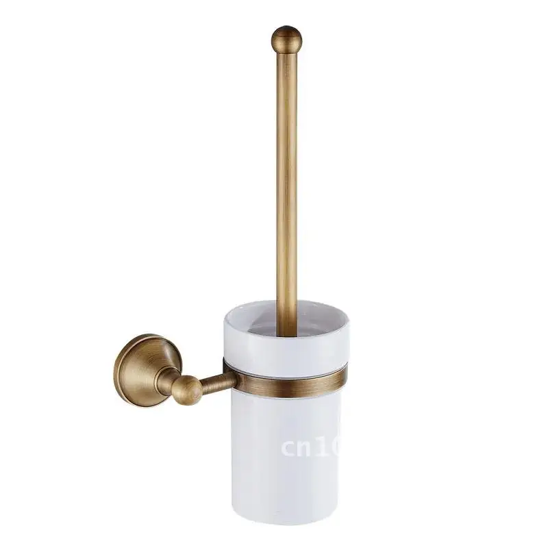 

Collection, Bathroom Accessories Toilet Brush with Holder, Anituqe Impeu Mounted Minimalist Brass, for Hotel Wall Saving Space