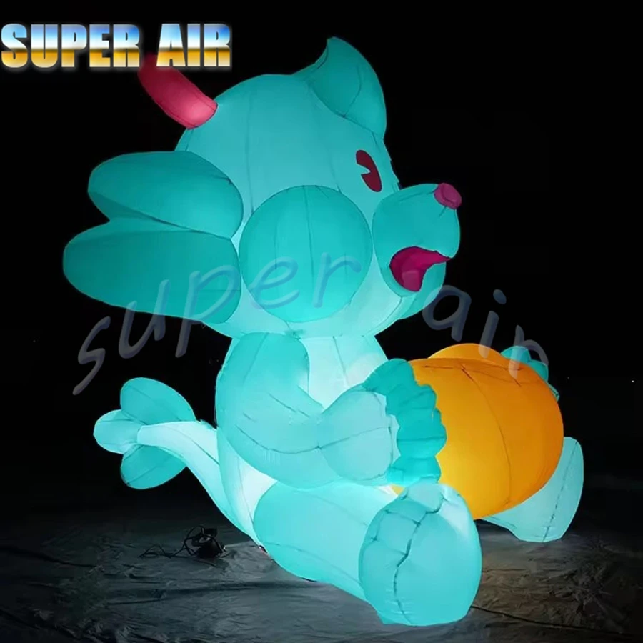 Venta directa de fábrica, bonito modelo de dibujos animados, modelo de mascota inflable, dragón de dibujos animados inflable para fiesta