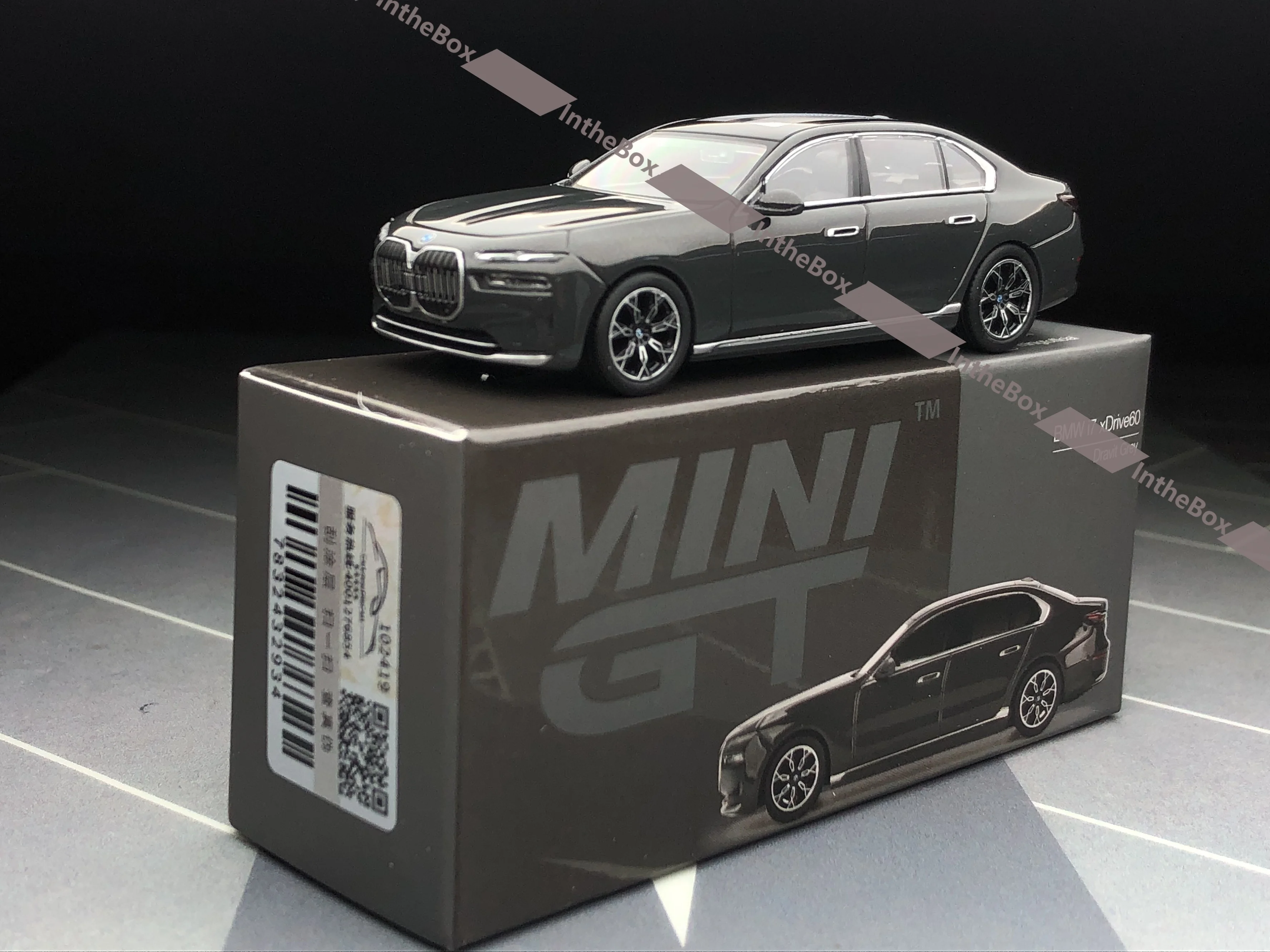 Minigt 1:64 802 i7 xDrive60 Dravit Gray Diecast Metal Car BN Model Car Collection Limited Edition Hobby Toys