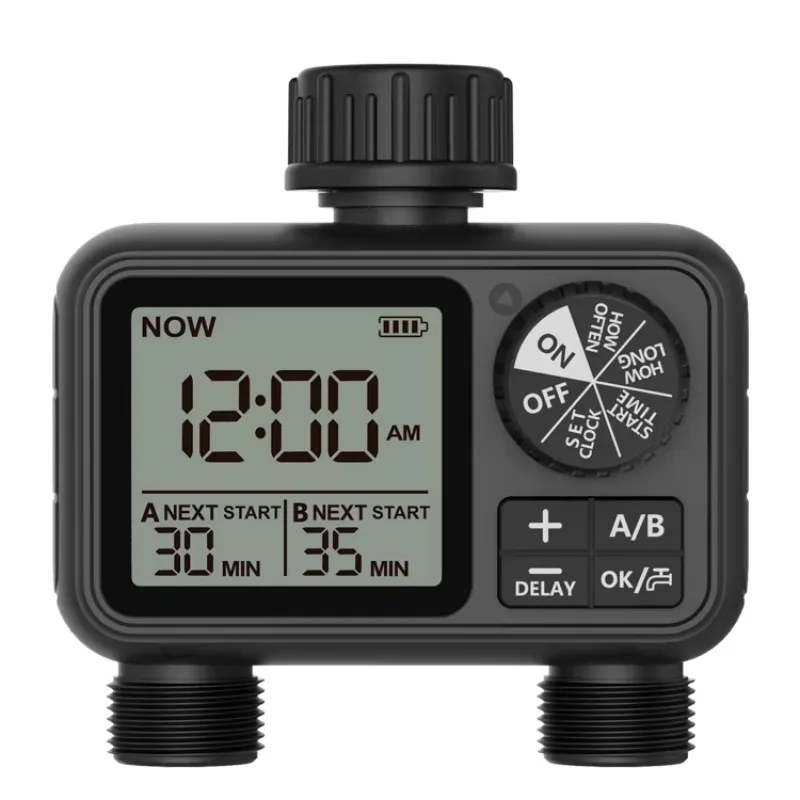 

New Design Outdoor Yard Electronic Automatic Dial 2 Outlet Irrigation Garden Water Timer Watering System Controller HCT-M06