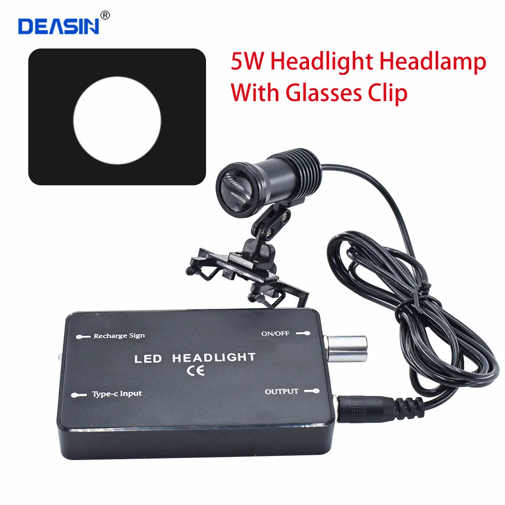 Medical Dental Headlight 5W Oral Head Lamp Lighting for Eyeglasses and Dentistry Magnifier with Glasses Clip