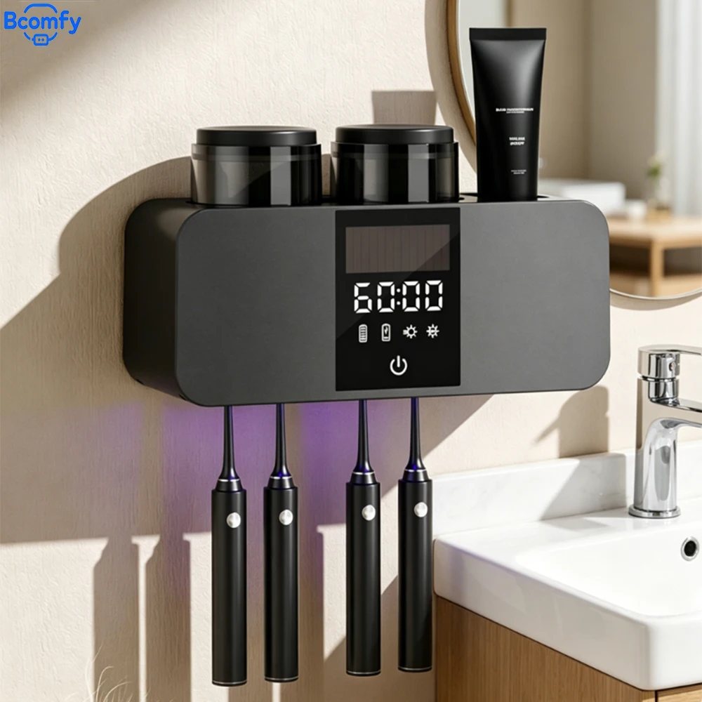 uv歯ブラシ除菌ホルダー-電動充電式-壁掛け歯ブラシ乾燥機-ポータブルワイヤレス歯ブラシホルダー-家庭用