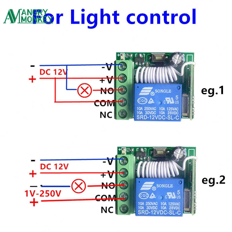433 Mhz uniwersalny bezprzewodowy pilot przełącznik DC 12V 1CH moduł przekaźnika odbiorczego i 2 sztuk nadajnik 433 Mhz pilot