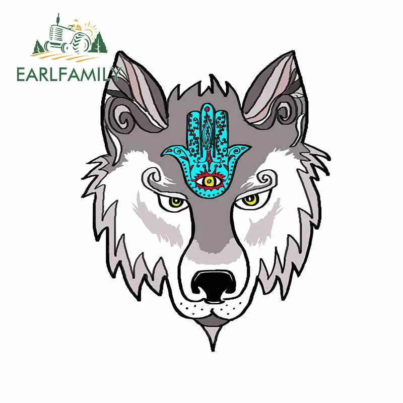 EARLFAMILY 13cm x 10.7cm Hamesh Hand Wolf Car Stickers Custom Vinyl Car Wrap Printing Decal Laptop Fashion Motorcycle Decoration