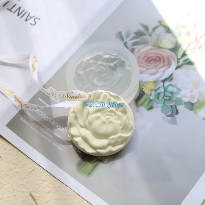 

T21F Mold Round Tablet Flower Silicone Mold DIY Flower Mould for Soap Making Home Decorating Ornaments