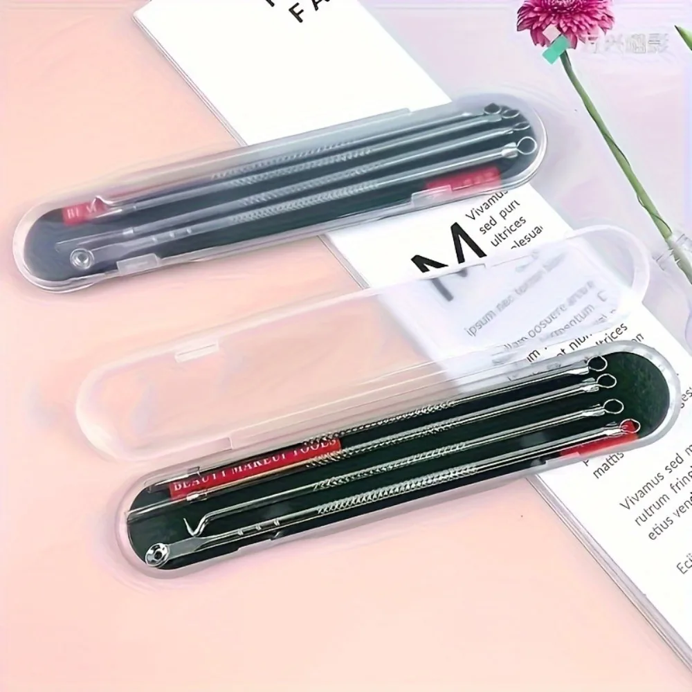 4 Stuks Acne Puistjes Comedondrukker Clip Ultrafijne Pincet Zwarte Stippen Mee-eter Extractor Acne Naald Facial Cleaner huid
