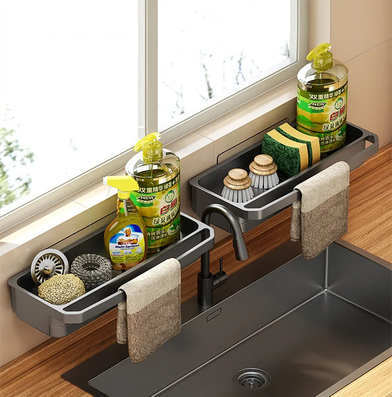 New Kitchen Sink Rack Household Wall-Mounted Rag Sponge Cleaning Brush Drain Rack forniture da cucina Organizer per articoli vari