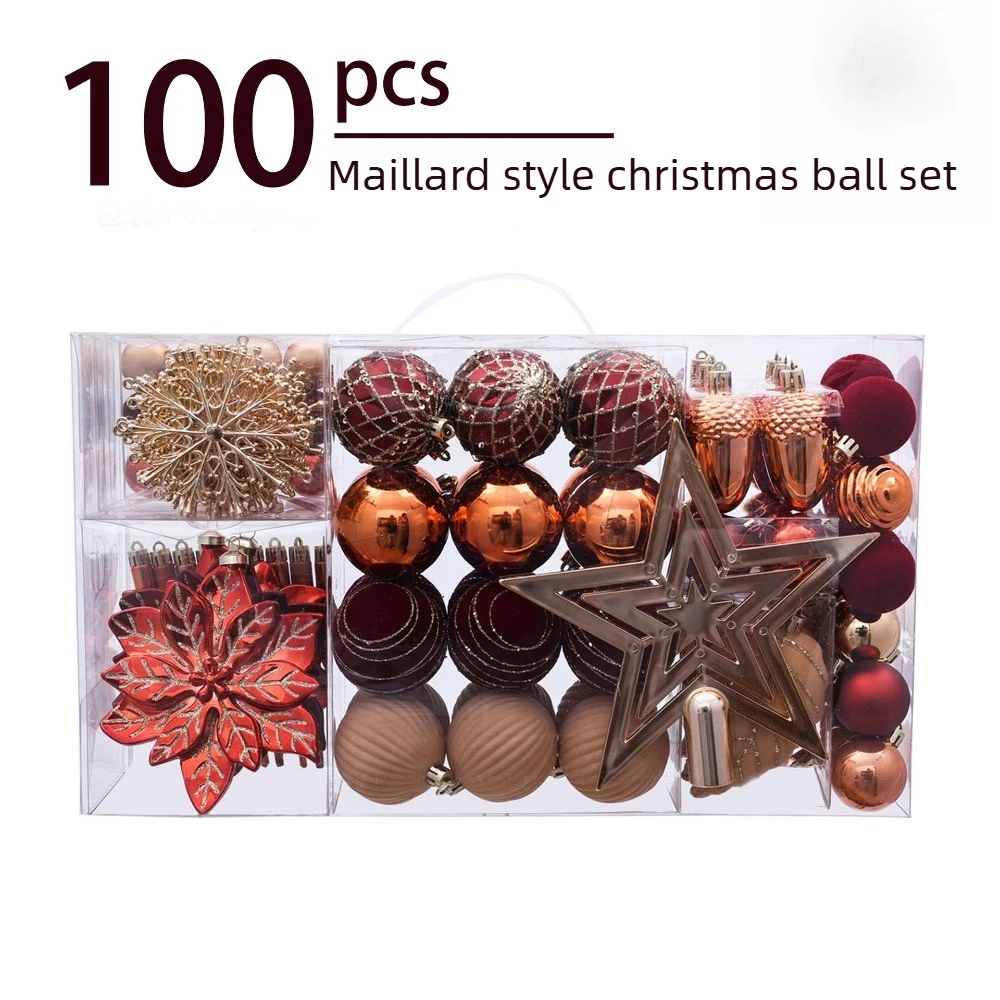 100Pcs Retro Christmas Ball Ornaments Set Xmas Tree Hanging Balls Pendants for Holiday Party Home Christmas Decor