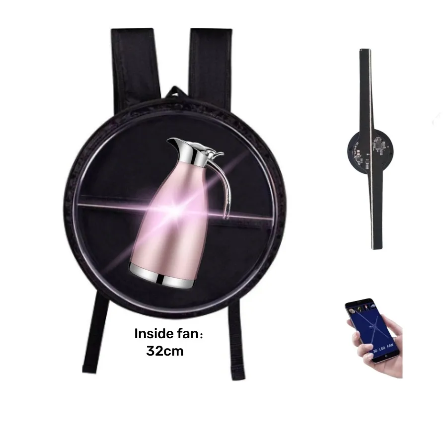 

Movable hologram fan 3d holographic display backpack Battery power Backpack led advertising holographic 3d hologram fans