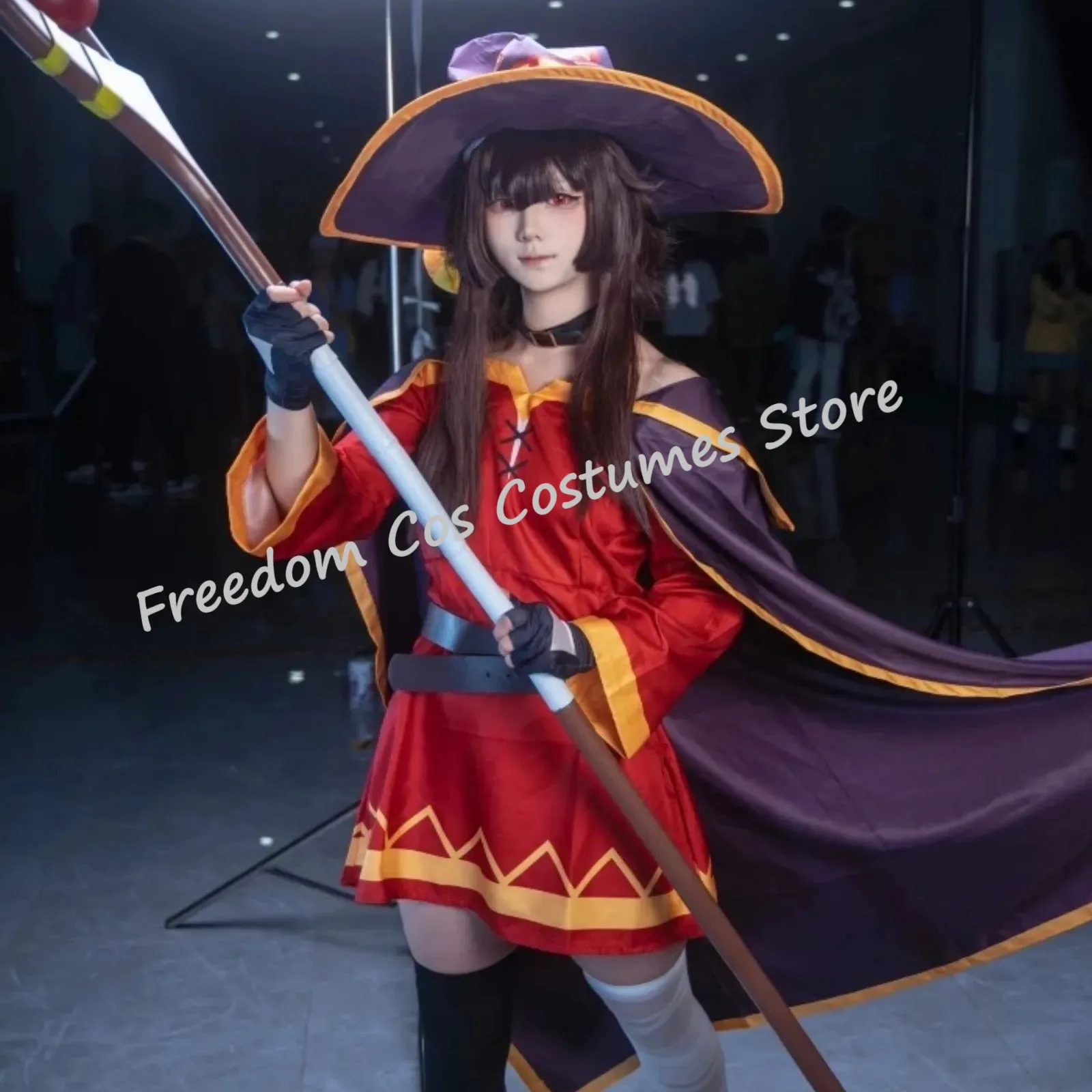 

Anime KonoSuba Megumin Cosplay Costume Women Sorceress Dress Outfits Megumin Cos Wig Halloween Party Cos suit