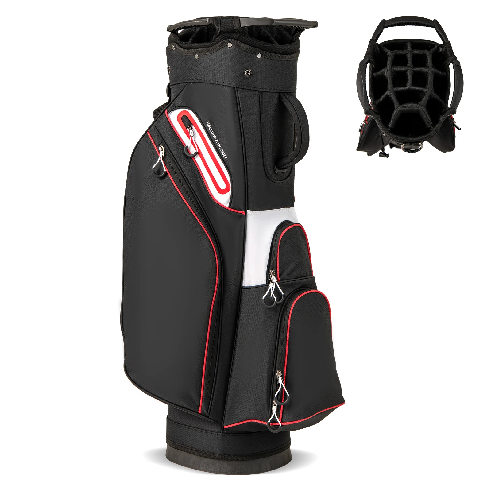 Bolsa de golf, bolsa ligera para carrito de golf con 14 compartimentos y correa de transporte, bolsa de golf repelente al agua con funda para la lluvia
