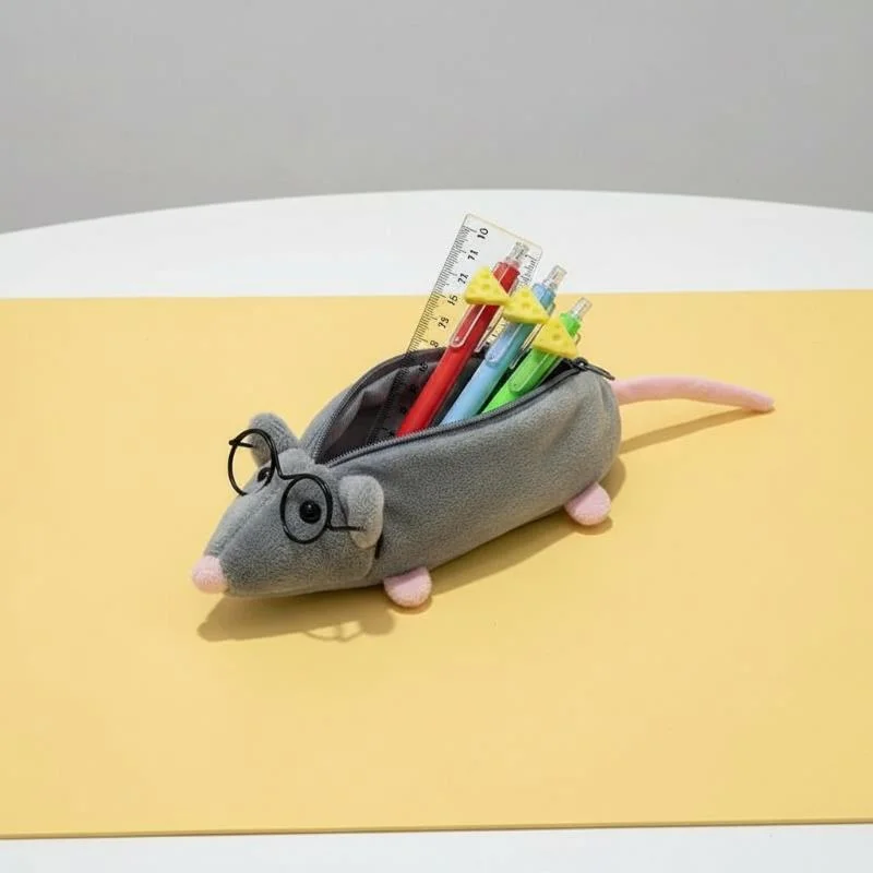 1Pcst-selling Cute Octopus Mouse Pencil Case, Mouse-shaped Pencil Case, Plush Toy Student Stationery Organizer For Girls, Niche