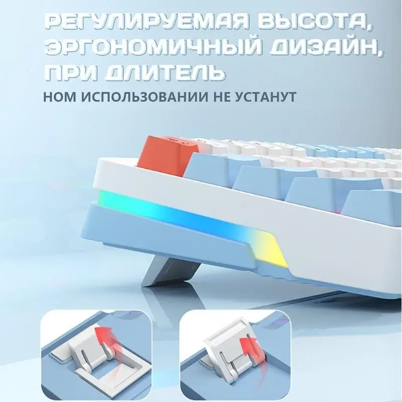 

H37B Gaming Keyboard Russian 63 Key Corded Office Keyboard LED Backlits Hot Swappable Gaming Keyboard for Computer Laptops