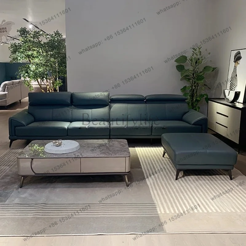 

leather sofa first layer cowhide simple size apartment living room corner princess combination