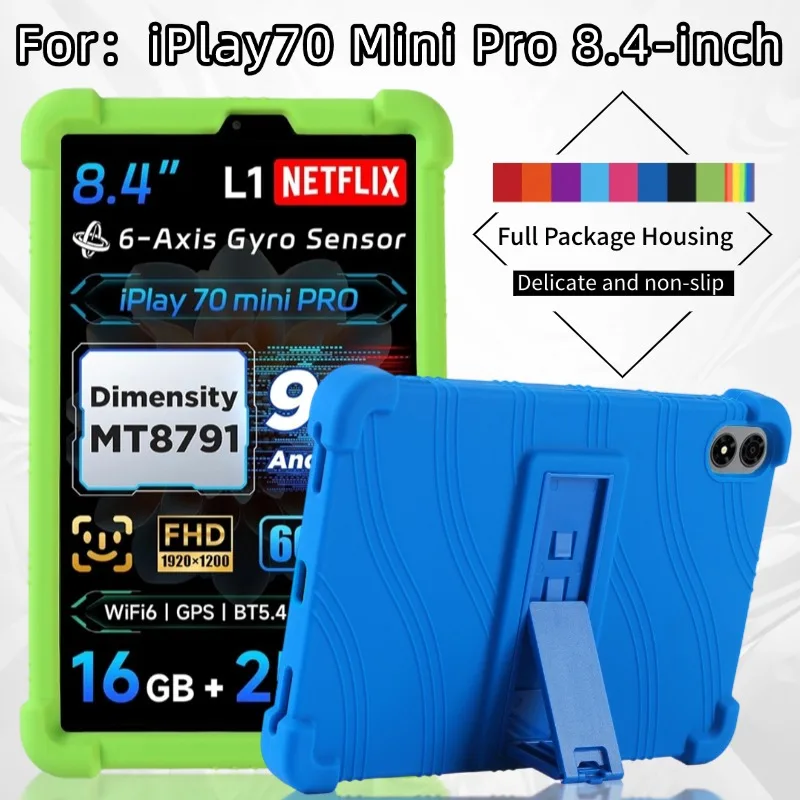 For iPlay70 Mini Pro Mini 8.4 In 2025 New Release Shockproof Silicone Cover with Stand Multi Angle Washable Colorful Table Shell