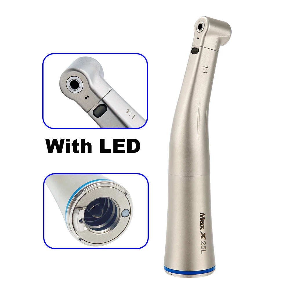 

Dental 1:1 LED Fiber Optic Handpiece Internal Spray Contra Angle Low Speed φ2.35mm