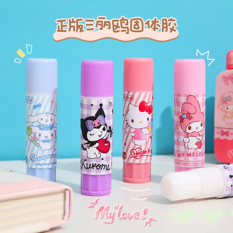 Cartoon Kawaii Sanrio Kuromi My Melody Cinnamoroll Hello Kitty Student Office Supplies Glue Stick Solid Glue Stationery