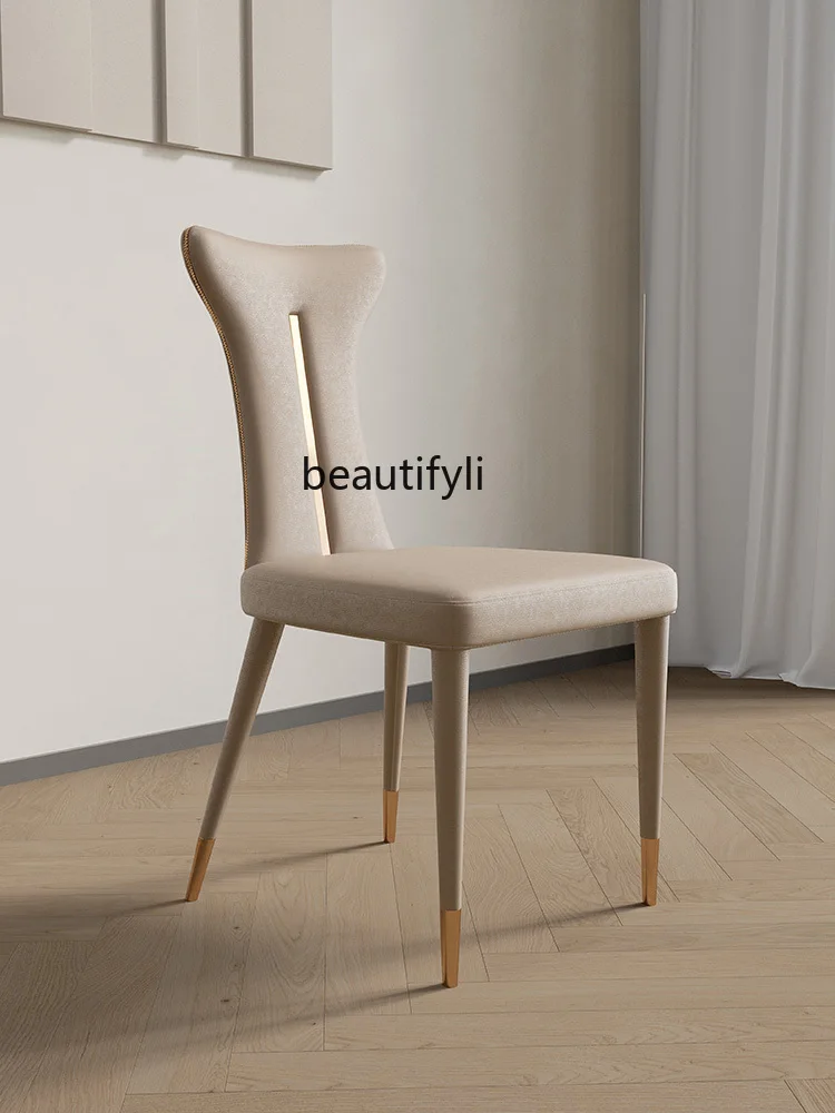 

zqLight Luxury Dining Table and Chair Italian Minimalist Back Arm Chair Leisure Chair Furniture