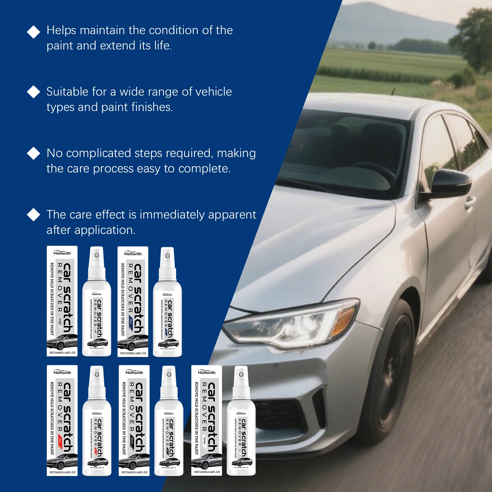Car Scratch Repair Spray Multi Color Auto Scuff Remover Polish Professional Car Paint Surface Maintenance Care Restoration Spray