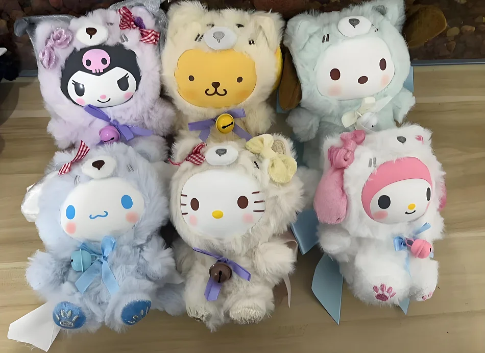 Peluche de Oso Kawaii Sanrio, Muñeco de Peluche de Kuromi, Hello Kitty, My Melody, Cinnamoroll, Pochacco, Pompompurin, Juguete de Peluche Suave, Regalo de Cumpleaños