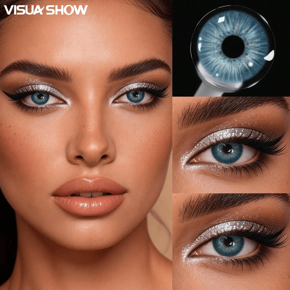 VISUASHOW Natural Colored Contact Lenses 2pcs Yearly Disposal Myopia Prescription Eye Color Contacts for Daily Makeup Cosmetics