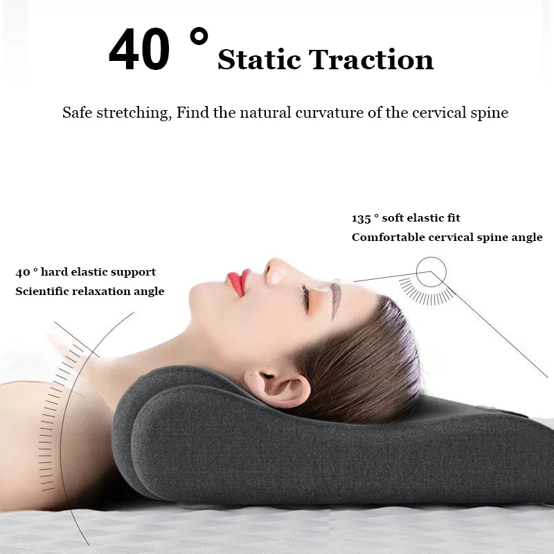 Hot Compress Sleeping Pillow Ergonomic Design Cushion Pillow Electric Massage Neck Pillow for Protecting Cervical Spine Traction