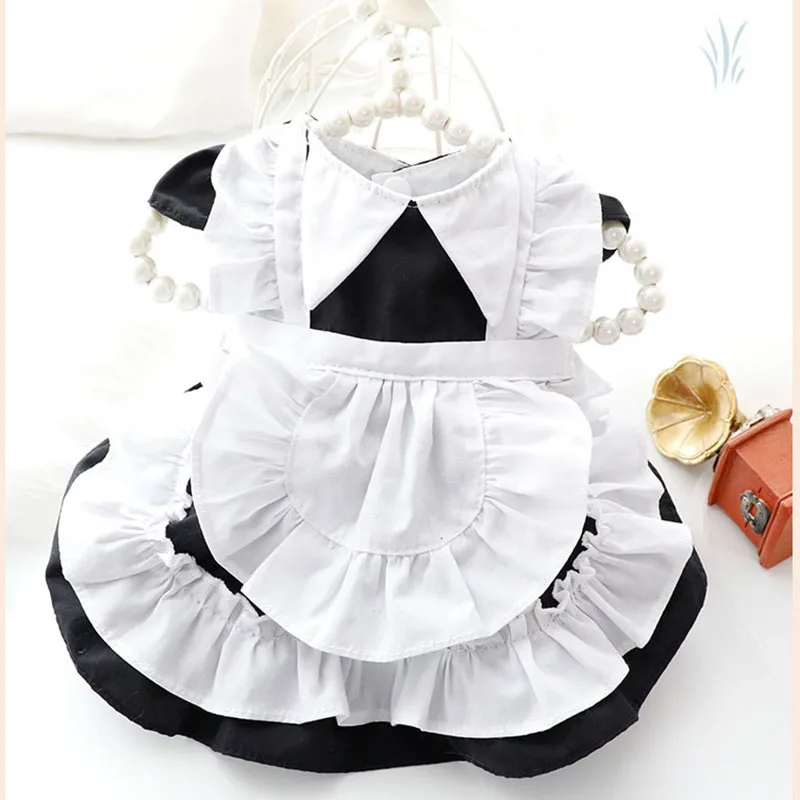 

Summer New Pet Lovely Princess Dress Breathable Thin Cotton Material Maid Lolita Skirt Small Medium Dog Cat Clothing Pet Apparel