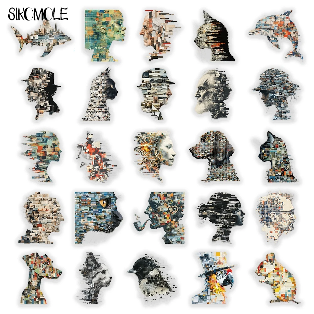 50PCS Art Photo Collage Portrait Transparent Sticker Book INS DIY Diary Decorative Accounts Laptop Skateboards Graffiti Stickers
