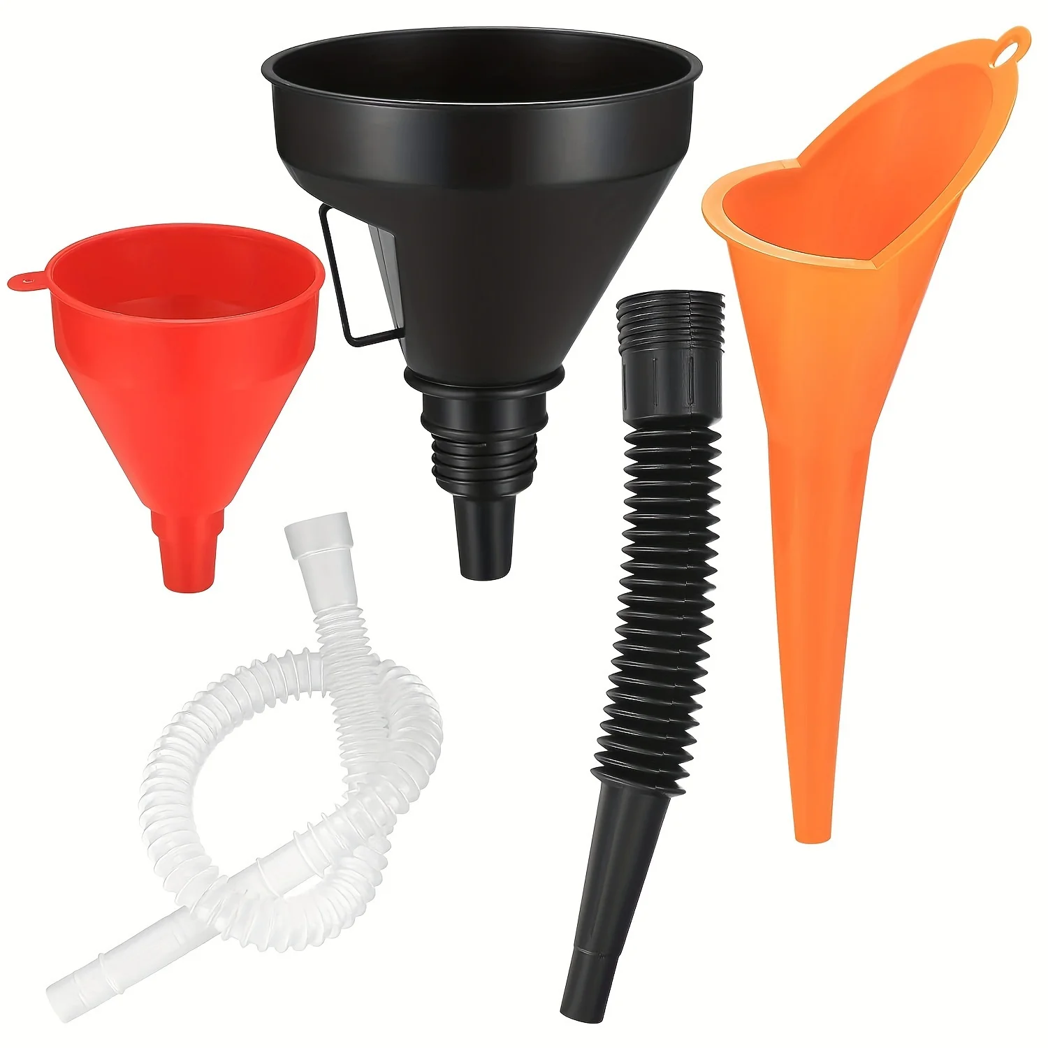 Funnel-3 piece car or motorcycle funnel set - plastic oil funnel right angled funnel - detachable nozzle and filter
