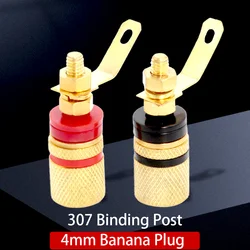 1/2Pcs Gold Plated 307 Binding Post Screw Nut Amplifier Speaker Wiring Terminal 4MM Banana Plug Jack Socket Panel Mount Connecto