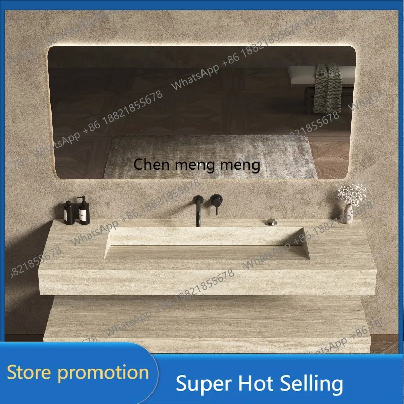 

A17 seamless basin bathroom cabinet combination travertine washbasin washbasin pool hotel double basin washbasin