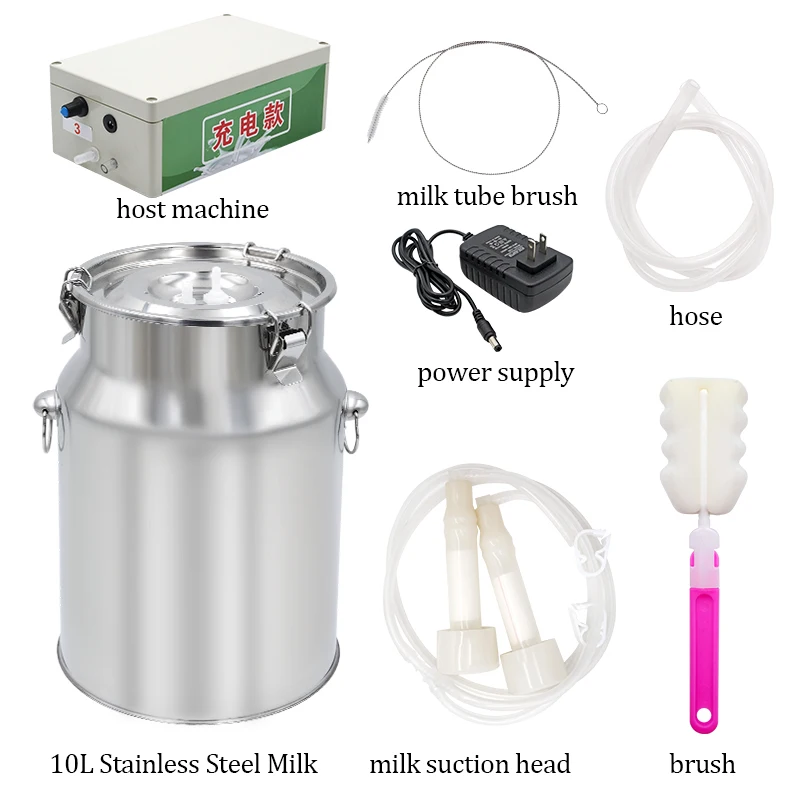 10L Rechargeable Battery Power Electric Speed Adjust Cow Sheep Milking Machine Automatic Stop Cattle Goat Milk Machine