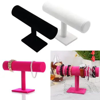 Enkele Tier Fluwelen Armband Ketting Horloge T-Bar Rack Sieraden Hard Display Stand Houder Sieraden Organisator Hoge Qualitydisplay Stand