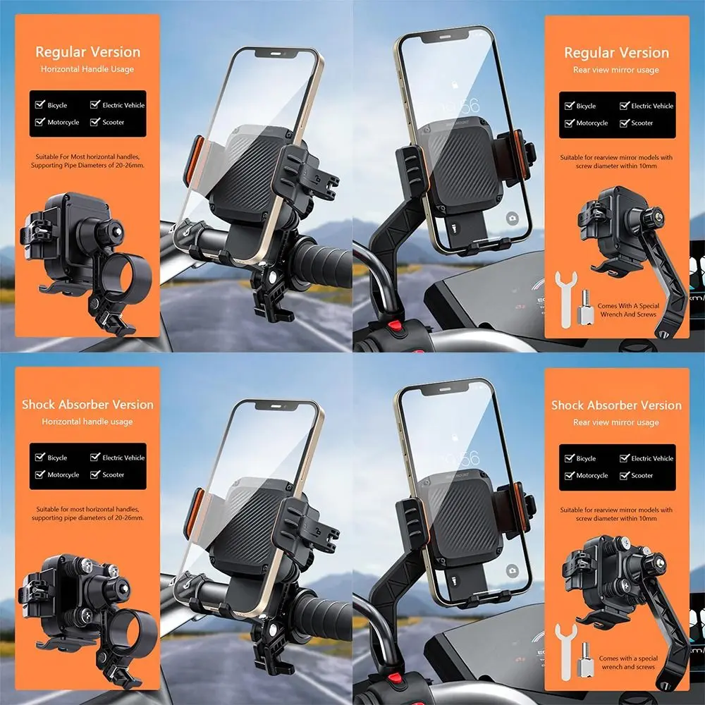 

Secure Holder Shockproof Phone Mount Waterproof Anti-Shake Bike Holder Reinforced Universal Handlebar Mount Navigation