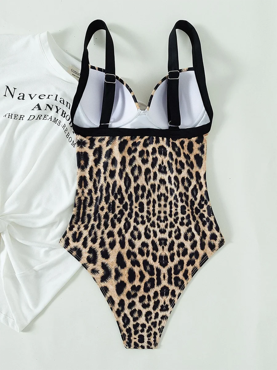 2024 Leopard Swimsuit Women One Piece Sexy Brazilian Swimwear Female Push Up Bathing Swimming Suit Summer Beachwear Bodysuit