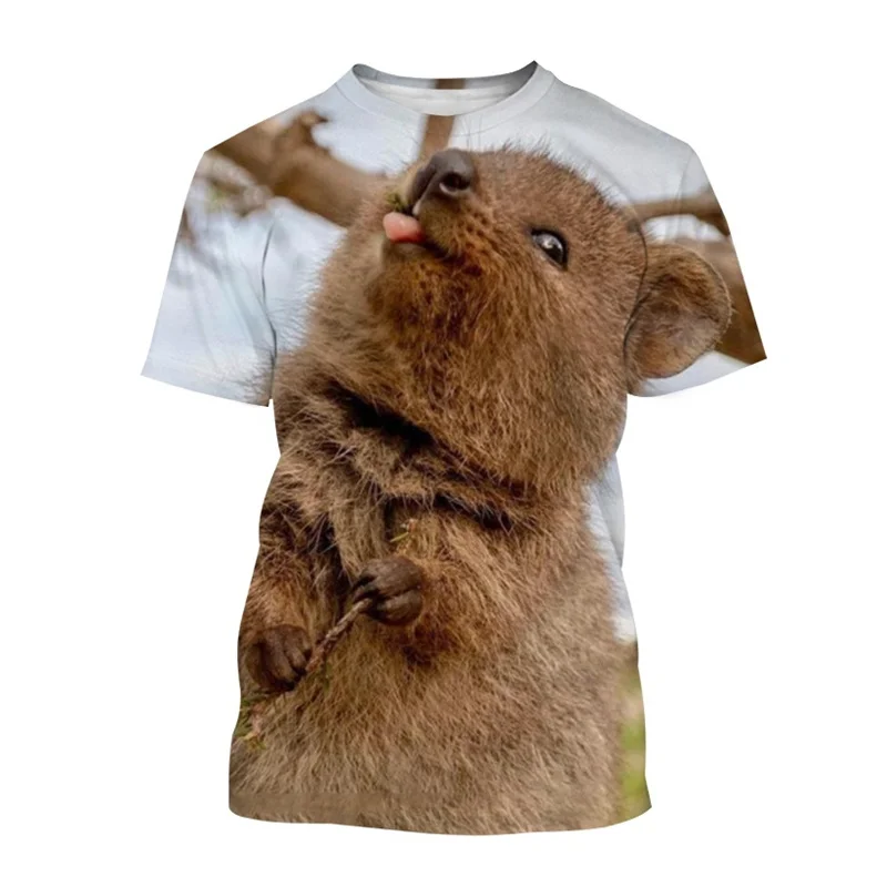 Australia Quokka T-Shirts For Men Casual Animal Graphics 3D Print Women Classic Tee Round Neck Short Sleeve Tops Kids Clothing