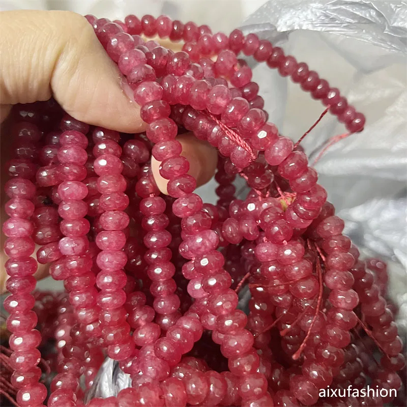 Rare 5*8MM Faceted Red Ruby Bracelet Vintage Natural Stone Jewelry Noble Elegant Exquisite Beaded Hand ChainWomen Boho Geometric